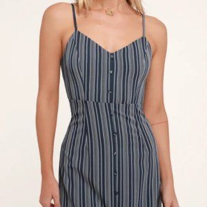 Lulus striped button front mini dress
